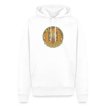 Ukrainisches Trident Sonnenbadge - Männer Premium Bio Hoodie - Weiß - Vorne - Nico (187cm)