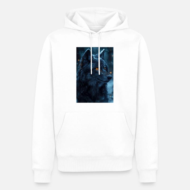 Illustration eines Wolfes - Männer Premium Bio Hoodie - Weiß