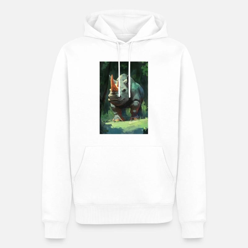 Illustration eines Nashorns - Männer Premium Bio Hoodie - Weiß