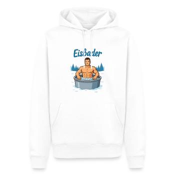 Eisbader Muskelmann im Eisbad - Männer Premium Bio Hoodie - Weiß - Vorne - Nico (187cm)