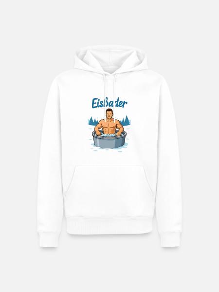 Eisbader Muskelmann im Eisbad - Men’s Premium Organic Hoodie - white