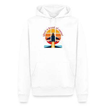 Retroflugzeug im Sonnenuntergang (Based?!)  - Männer Premium Bio Hoodie - Weiß - Vorne - Nico (187cm)