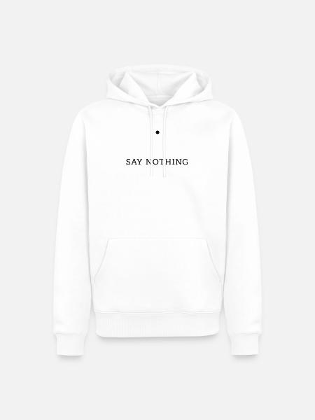 Schweigen — Minimalistische Typografie-Design - Männer Premium Bio Hoodie - Weiß