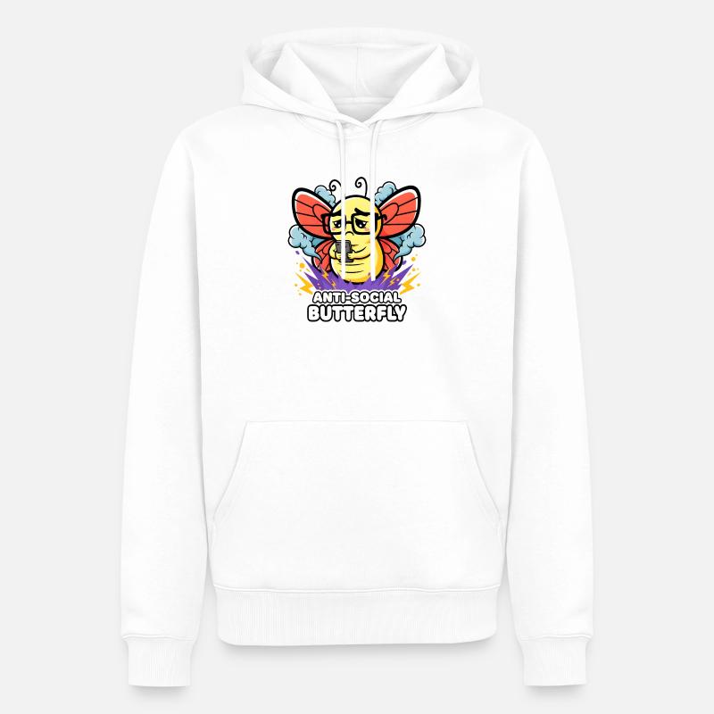 Design papillon antisocial pour introvertis - Sweat à capuche Premium bio Homme - blanc