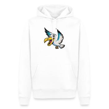 Merry Pelican Mascot - Men’s Premium Organic Hoodie - white - Front - Nico (187cm)