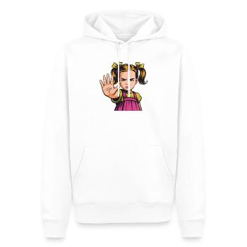 Arrêtez ! Dessin animé de la Fille en colère - Sweat à capuche Premium bio Homme - blanc - Devant - Nico (187cm)