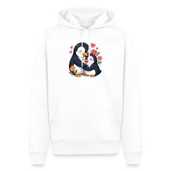 Duo Cœur de Pingouin Câlin - Sweat à capuche Premium bio Homme - blanc - Devant - Nico (187cm)