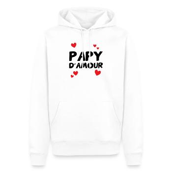 Papy d’amour – famille tendresse humour cadeau  - Sweat à capuche Premium bio Homme - blanc - Devant - Nico (187cm)
