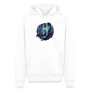 Neon Skorpion auf Kristall Planet Fantasy Motiv - Männer Premium Bio Hoodie - Weiß - Vorne - Nico (187cm)