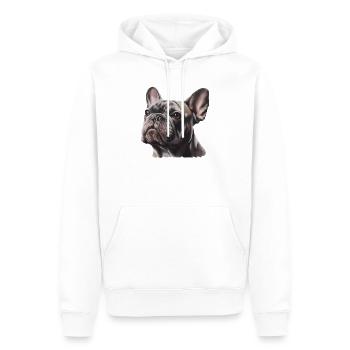 Portrait réaliste du bouledogue français - Sweat à capuche Premium bio Homme - blanc - Devant - Nico (187cm)