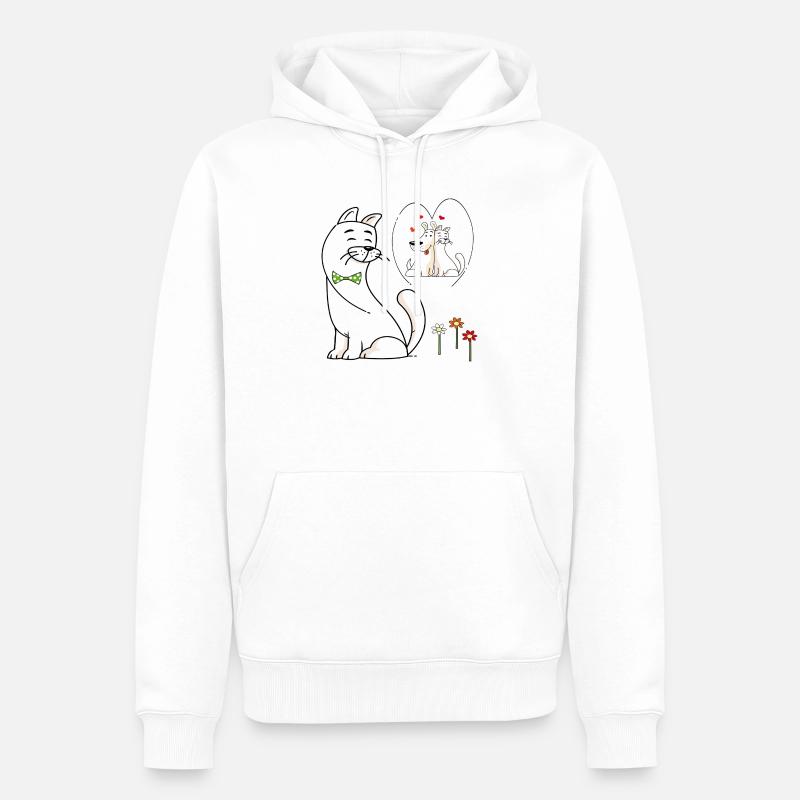 verliebte Katze - Männer Premium Bio Hoodie - Weiß