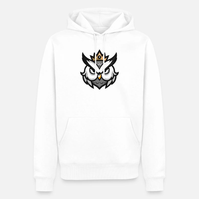 Eule Kopf Krone - Männer Premium Bio Hoodie - Weiß