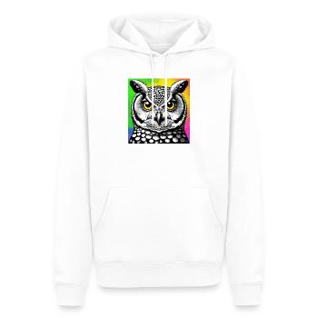 Eule - Männer Premium Bio Hoodie - Weiß - Vorne - Nico (187cm)