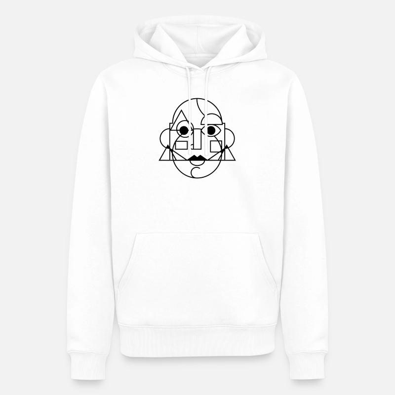 Visage d’art abstrait - Sweat à capuche Premium bio Homme - blanc