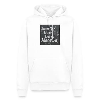 Jeder Tag ist ein kleines Abenteuer - Männer Premium Bio Hoodie - Weiß - Vorne - Nico (187cm)