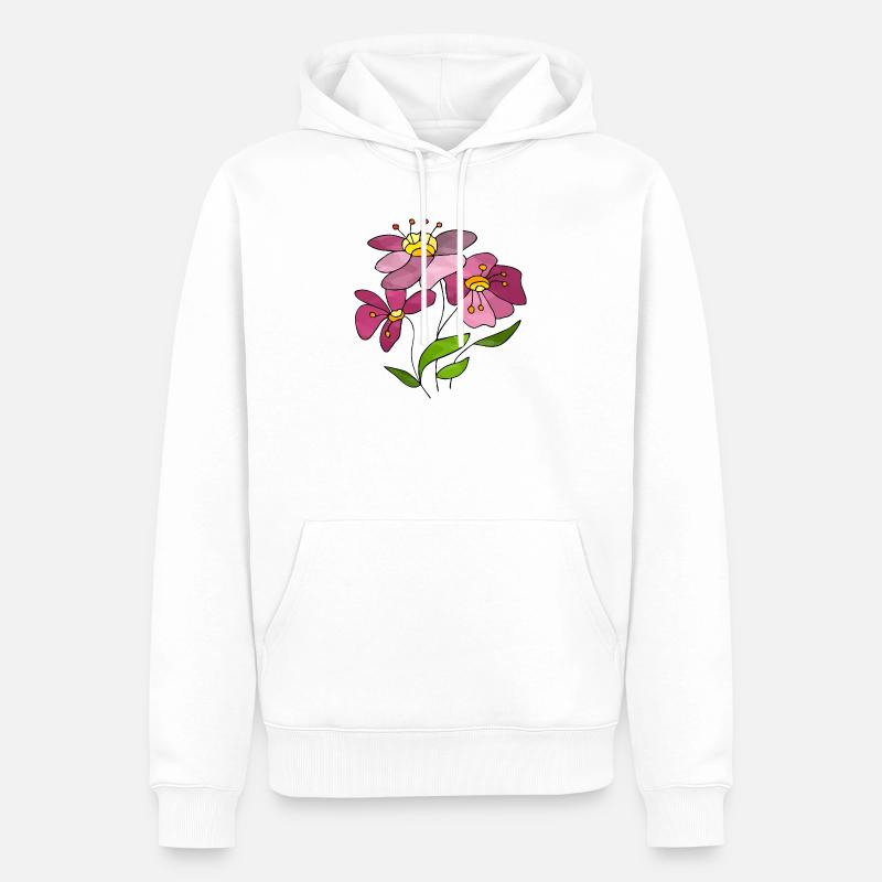 Fleur - Sweat à capuche Premium bio Homme - blanc
