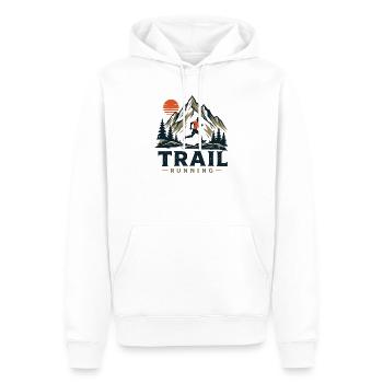 Course sur sentier - Sweat à capuche Premium bio Homme - blanc - Devant - Nico (187cm)
