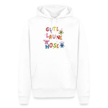 Gute Laune Hose  - Männer Premium Bio Hoodie - Weiß - Vorne - Nico (187cm)
