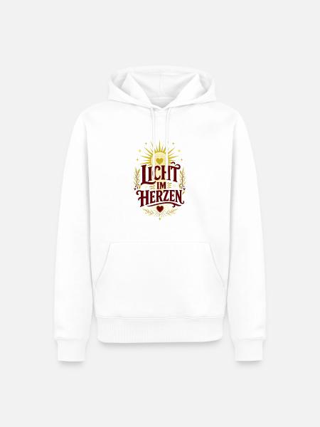 Licht im Herzen – Positiver Spruch - Männer Premium Bio Hoodie - Weiß