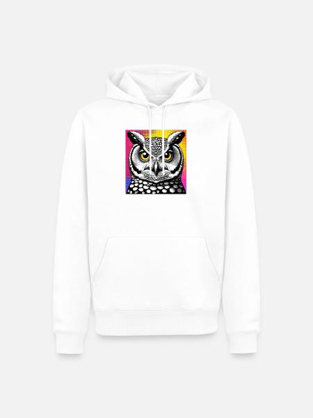 Eule - Männer Premium Bio Hoodie - Weiß