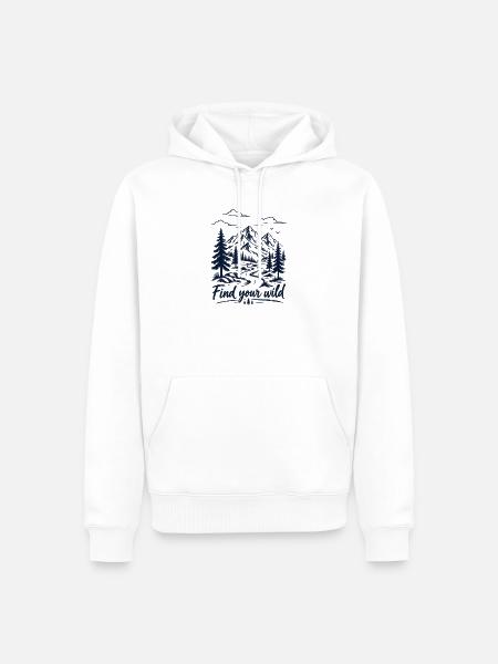 Finden Sie Ihre Wildnis – Mountain Wilderness Adventure T-S - Männer Premium Bio Hoodie - Weiß