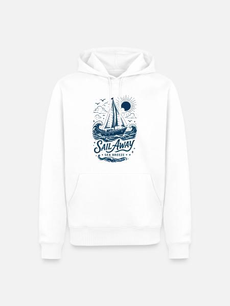Segelboot und Brise Marine - Männer Premium Bio Hoodie - Weiß