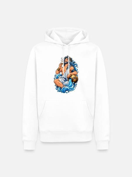 Wassermann mit Latte Macchiato - Männer Premium Bio Hoodie - Weiß