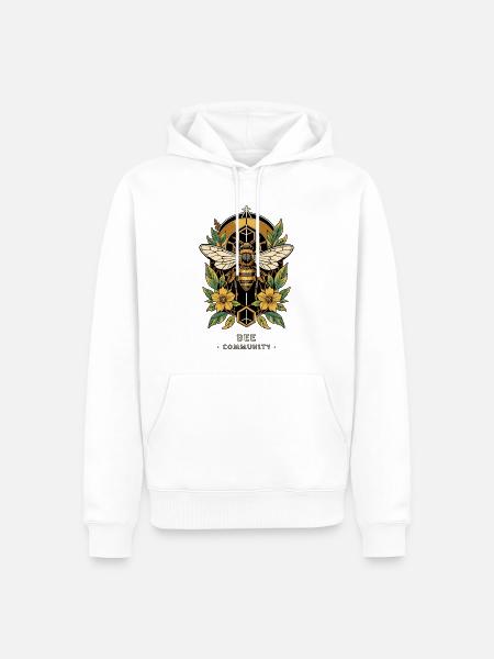 TOTEM BEE Gemeinschaft - Männer Premium Bio Hoodie - Weiß