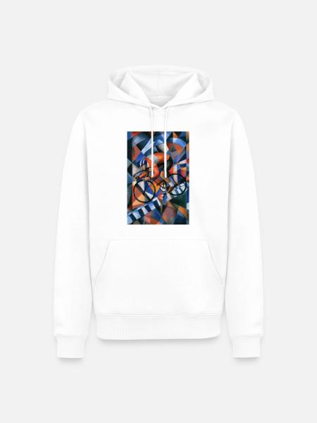 Fahrrad Kunst – abstrakter Rennradfahrer - Männer Premium Bio Hoodie - Weiß