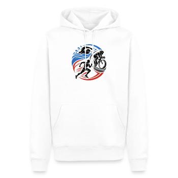 Triathlon – Schwimmen Radfahren Laufen - Männer Premium Bio Hoodie - Weiß - Vorne - Nico (187cm)