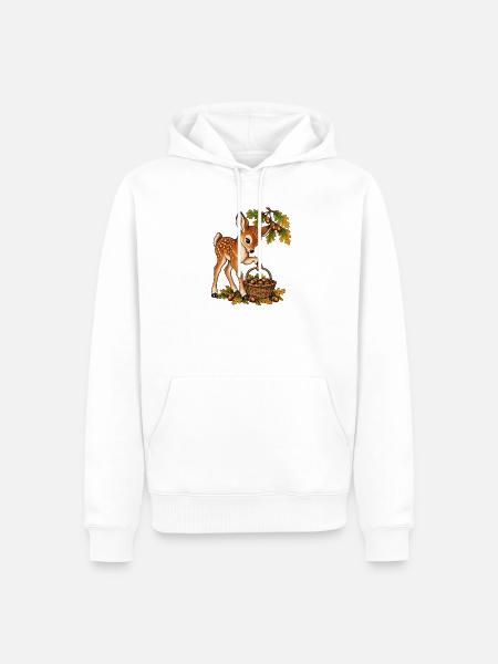 Reh sammelt Eicheln - Männer Premium Bio Hoodie - Weiß