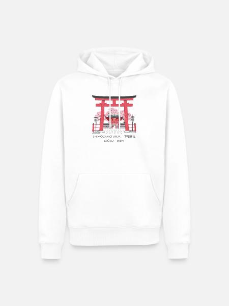 Kyoto Torii und Kirschblüten - Männer Premium Bio Hoodie - Weiß
