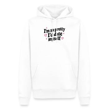 Ich bin so hübsch, dass ich mich selbst daten würde - Männer Premium Bio Hoodie - Weiß - Vorne - Nico (187cm)