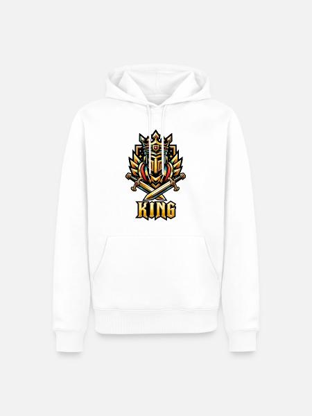 Königskrone mit Doppelschwertern - Männer Premium Bio Hoodie - Weiß