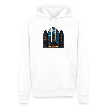 Mothman Buntglas - Männer Premium Bio Hoodie - Weiß - Vorne - Nico (187cm)