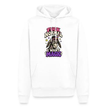 Scheiß auf Normal – ich will Magie - Männer Premium Bio Hoodie - Weiß - Vorne - Nico (187cm)