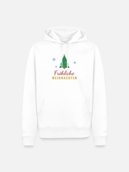 Fröhliche Weihnachten – Tannenbaum - Männer Premium Bio Hoodie - Weiß