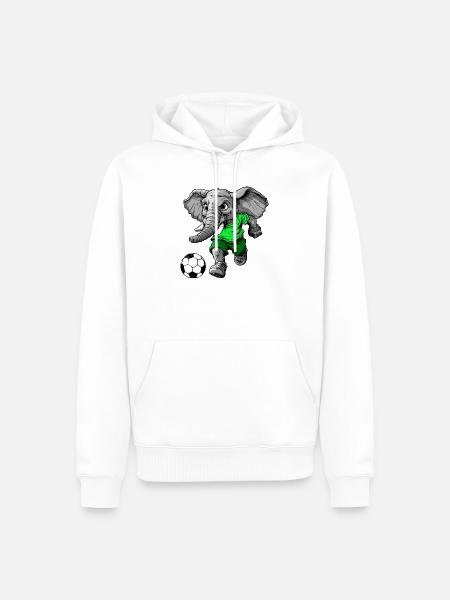 Fussballer Elefant - Männer Premium Bio Hoodie - Weiß