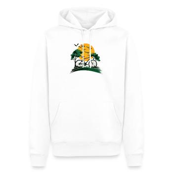 Vélo au coucher du soleil - Sweat à capuche Premium bio Homme - blanc - Devant - Nico (187cm)