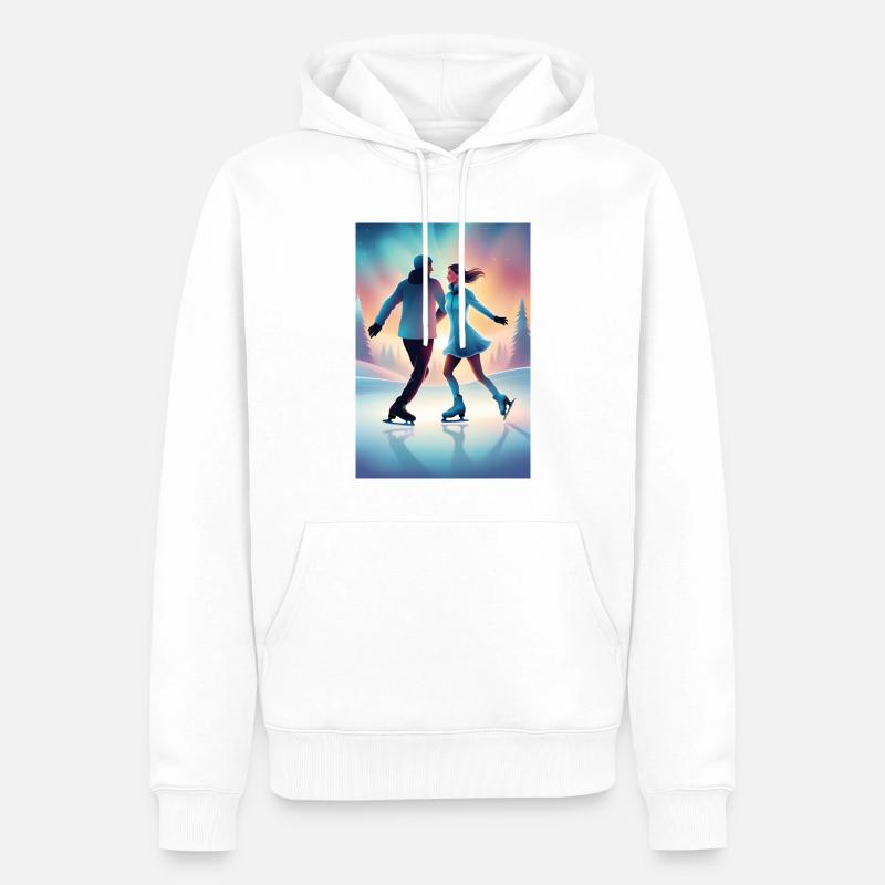 Süßes Eislaufpaar - Männer Premium Bio Hoodie - Weiß
