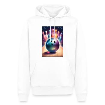 Boule de bowling et jolies quilles colorées - Sweat à capuche Premium bio Homme - blanc - Devant - Nico (187cm)