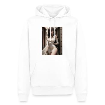 Woman in a alley, town,Generated AI - Männer Premium Bio Hoodie - Weiß - Vorne - Nico (187cm)