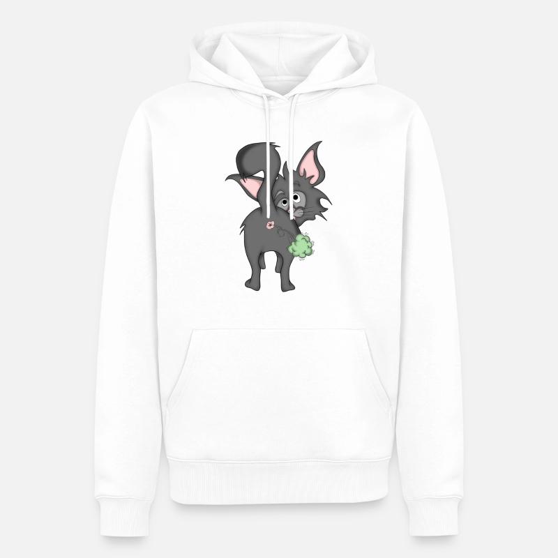 chat qui pète - Sweat à capuche Premium bio Homme - blanc