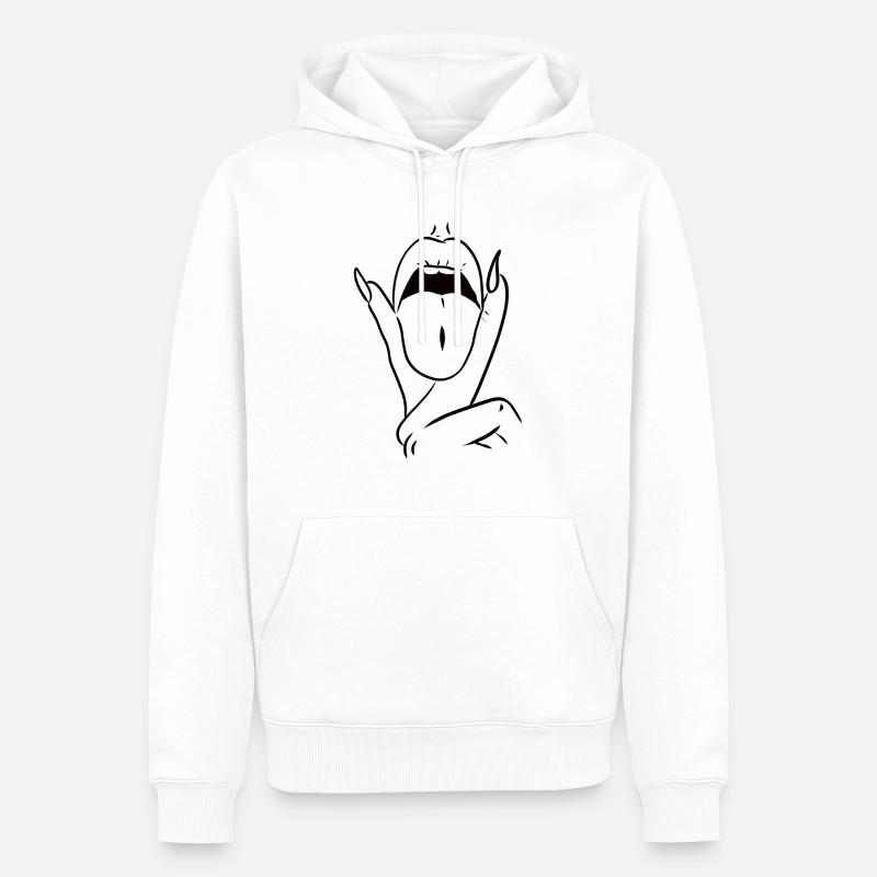 Lécher la bouche - embrasser mon ... - Sweat à capuche Premium bio Homme - blanc
