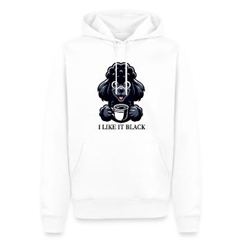 Pudel Kaffee "I like it black" Design - Männer Premium Bio Hoodie - Weiß - Vorne - Nico (187cm)