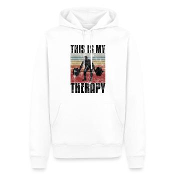Bodybuilding is my therapy Bpdybuilder GYM Retro - Männer Premium Bio Hoodie - Weiß - Vorne - Nico (187cm)
