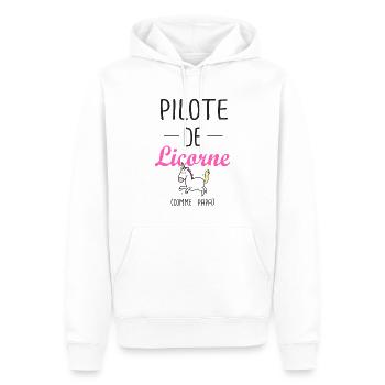 pilote de licorne papa anniversaire fille cheval - Sweat à capuche Premium bio Homme - blanc - Devant - Nico (187cm)