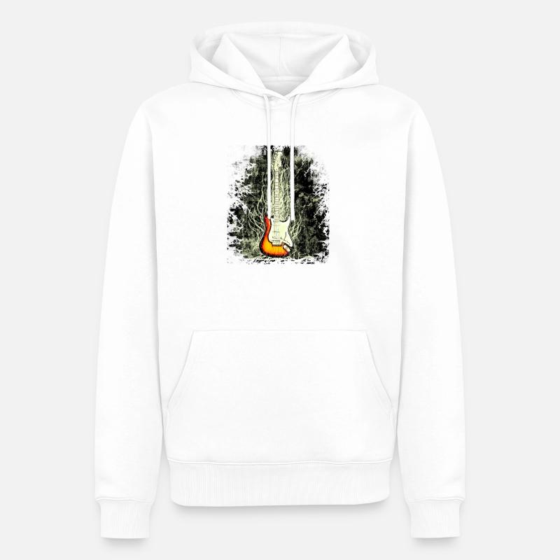 guitare - Sweat à capuche Premium bio Homme - blanc