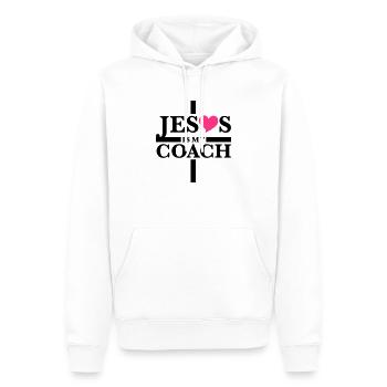 Jesus is my Coach I Love Heart - Männer Premium Bio Hoodie - Weiß - Vorne - Nico (187cm)