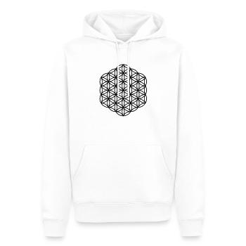Die Blume des Lebens - Flower of Life - Hexagon - Männer Premium Bio Hoodie - Weiß - Vorne - Nico (187cm)